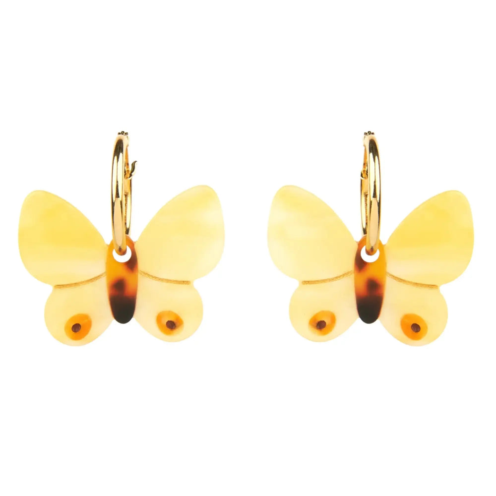 Coucou Suzette Naušnice Yellow Butterfly