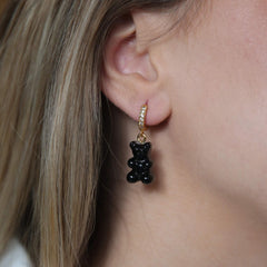 Crystal Haze Nostalgia bear naušnica - Black