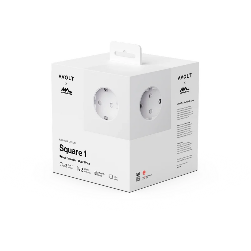 Avolt Square 1 Opal White USB-C - 1,8 m