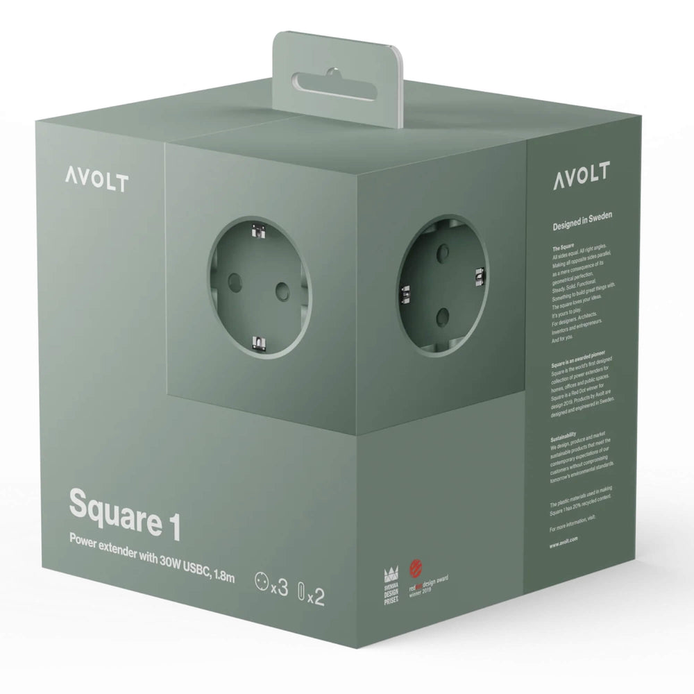 Avolt Square 1 Oak Green USB-C - 1,8 m