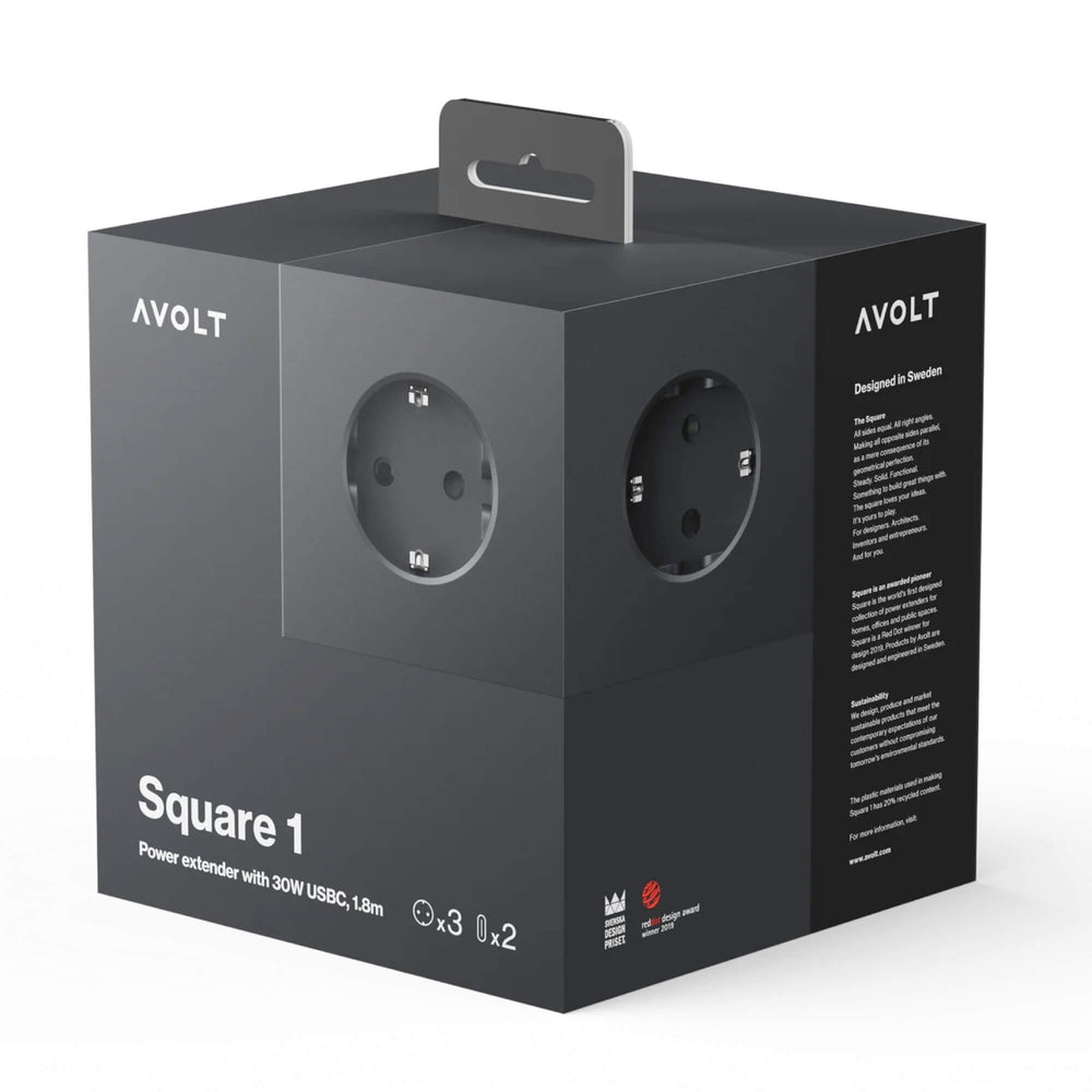 Avolt Square 1 Stockholm Black USB-C - 1,8 m