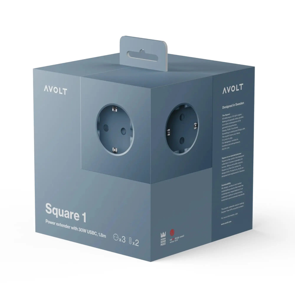Avolt Square 1 Shark Blue USB-C - 1,8 m