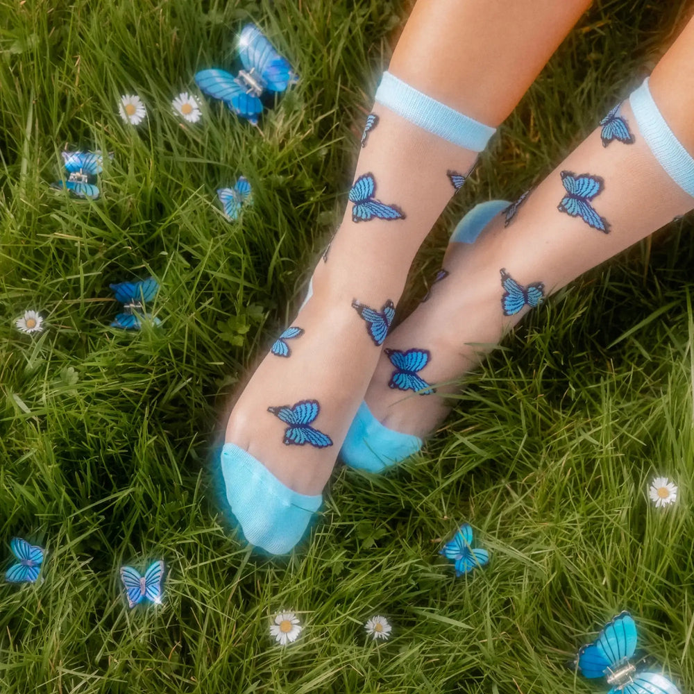 Coucou Suzette Čarape Blue Butterfly