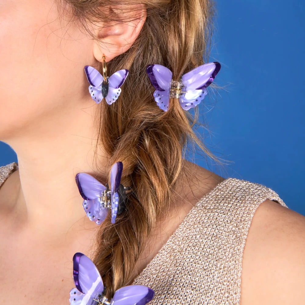 Coucou Suzette Naušnice Purple Butterfly