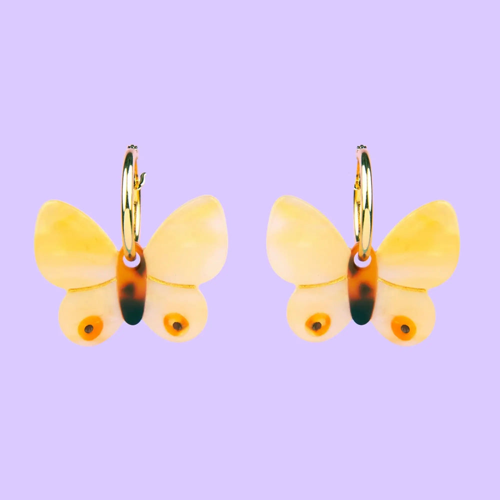 Coucou Suzette Naušnice Yellow Butterfly
