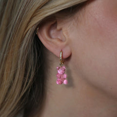 Crystal Haze Nostalgia bear naušnica - Bubblegum pink